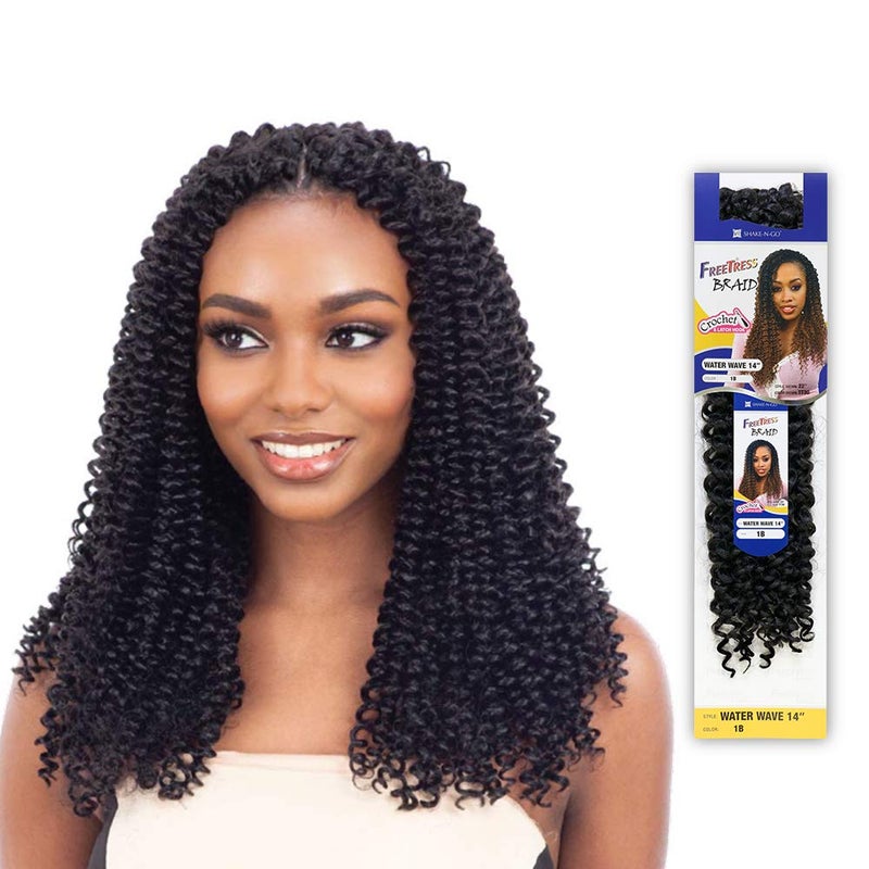 FreeTress Braids Freetress Synthetic Bulk Crochet Braid - WATER WAVE 14" (1B Off Black) - Image 1